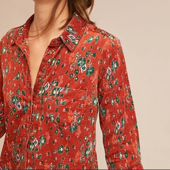 Anthropologie Tops - Anthropologie Corduroy Button Down Boho Western Top